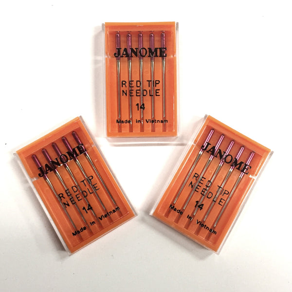 Janome Red Tip Sewing Machine Needles Size 90/14, 3 X 5/Pk Needles