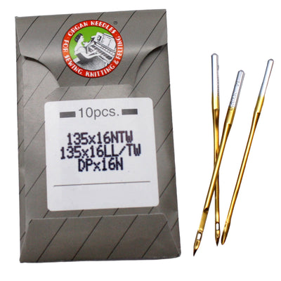 10 Organ 135X16 DPX16N - LL-Point Titanium Industrial Sewing Machine Needles