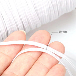 1/8" Flat Braided Sewing Elastic Band - White, 200 Yards/Roll
