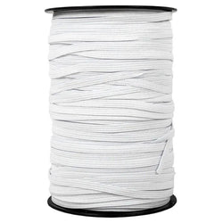 3/16" Flat Braided Sewing Elastic Band - White, 200 Yards/Roll