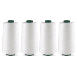 4 Cones White Spun Polyester Sewing Thread - 4 X 5000 Yards