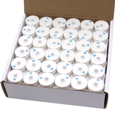 144 Black/White Prewound M Style Bobbins Thread Size 69 Nylon Tex-70