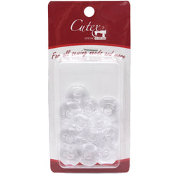 Cutex Singer Class 66 Transparent Plastic Sewing Machine Bobbins - Pack of 12