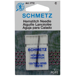 Schmetz 1772 130/705-H Wing 100/16 Hemstitch Needle for Home Sewing Machine