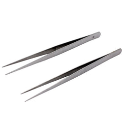 2 Pcs All-Purpose 4-7/8" Straight Tip Stainless Steel Tweezers
