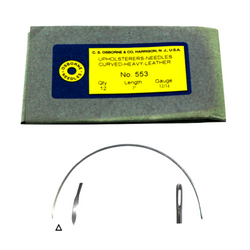 C.S. Osborne Pack Of 12 Heavy Curved Leather Point Needles #553, Size 7"