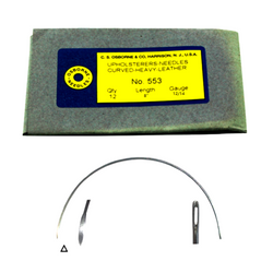 C.S. Osborne Pack Of 12 Heavy Curved Leather Point Needles #553, Size 8"