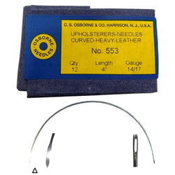 C.S. Osborne Pack Of 12 Heavy Curved Leather Point Needles #553, Size 4"