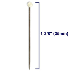 300 Pcs 1-3/8" White Ball Head Sewing Pins - Extra Fine Shaft