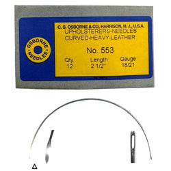 C.S. Osborne Pack Of 12 Heavy Curved Leather Point Needles #553, Size 2-1/2"