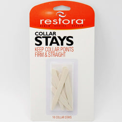 Restora White Plastic Collar Stays - 16 Assorted Collor Stays
