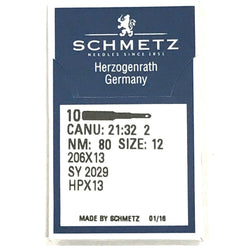 10 Pk. Schmetz 206X13 HPX13 Size 12 Flat Shank Needles For Singer 206, 306, 319