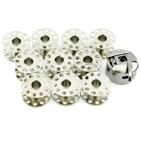 Bobbin Case 10 Metal Bobbin Set For Singer Class 15, 15K, 15-30, 16, 16U