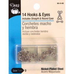 Dritz 14 Hooks & Eyes, Size 0, Nickel Plate Steel