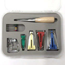 Bias Binding Tape Maker 7 Pc. Kit For Sewing & Quilting With Awl, Pins & Foot