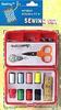 Compact Size Sewing Kit - Buttons, Pins, Fasteners, Needles, Scissors, Thread