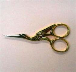 4-1/2" GOLD PLATED FINE POINT "STORK" EMBROIDERY SCISSORS