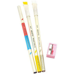 CLOVER Chacopel Fine Point Pencils - Pack of 3 Pencils with Brush Cap Sharpener
