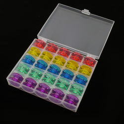 25 Pk. Singer Class 15 Color Bobbins With Clear Storage Box