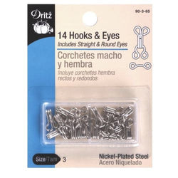 Dritz 14 Hooks & Eyes, Size 3, Nickel Plate Steel