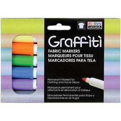 Marvy Uchida Graffiti Paster Fabric Markers 6 Color Set