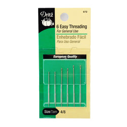 Dritz 6 Easy Threading Hand Sewing Needles, Size 4-8, #672