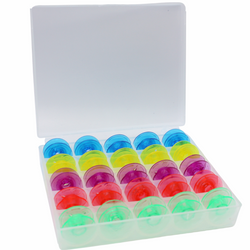 Cutex 25 Pk. - Husqvarna Viking Color Bobbins Part Number #4125615-45 with Clear Storage Box
