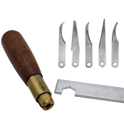 C.S. Osborne Carving Handle with 5 Blades #K-462 Leather Work Tool