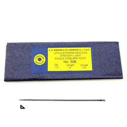 C.S. Osborne Pack Of 12 Straight 3-Square Point Needles #506, Size 6", 14 Gauge