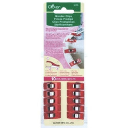Clover Standard Size Red Wonder Clips - 10 Pack For Sewing, Crafts & Quilting