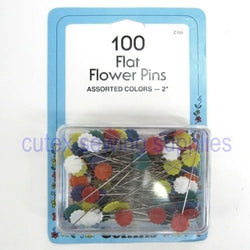 Collins 2" Flat Flower Pins, Assorted Colors - 100 Pack #C155