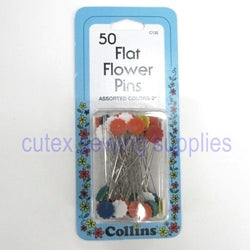 Collins 2" Flat Flower Pins, Assorted Colors - 50 Pack