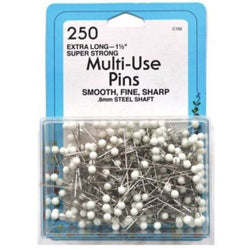 Collins Extra Long 1-1-2" Multi-Use White Ball Head Pins - 250 Pack, #C102
