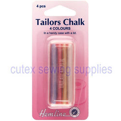 Tailors Chalk, 4 Colors (White, Blue, Red, Yellow) With Plastic Container