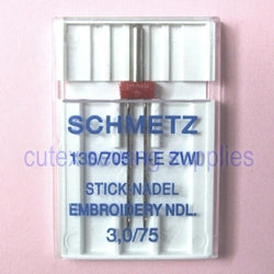 Schmetz 130-705H-E ZWI Embroidery Twin Sewing Machine Needle Size 3.0-75