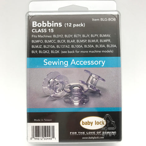 12 Pack Genuine BabyLock Bobbins(Class 15) # BLG-BOB With Plastic Stor -  Cutex Sewing Supplies
