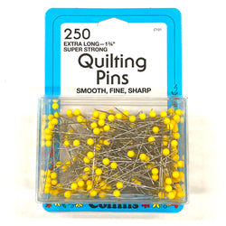 250 Pk. Collins Quilting Pins 1-3-4" Long, Yellow Ball Head, Fine, Sharp Pins