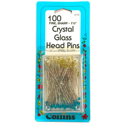 Collins Crystal Glass Head Pins Fine Sharp-1 7-8" 100 Count #C110