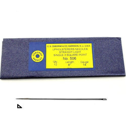 C.S. Osborne Pack Of 12 Straight 3-Square Point Needles #506, Size 8", 14 Gauge