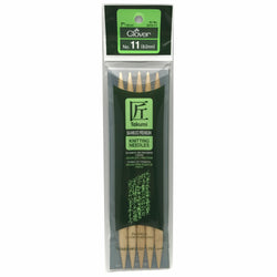 Clover Takumi Bamboo Double Point 7" (18cm), Size 11, 5-Pack Knitting Needles
