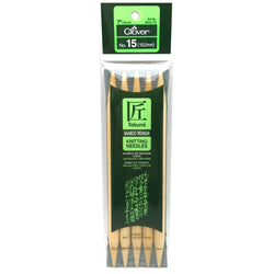 Clover Takumi Bamboo Double Point 7" (18cm), Size 15, 5-Pack Knitting Needles