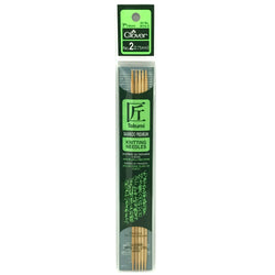 Clover Takumi Bamboo Double Point 7" (18cm), Size 2, 5-Pack Knitting Needles