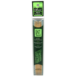 Clover Takumi Bamboo Double Point 7" (18cm), Size 6, 5-Pack Knitting Needles