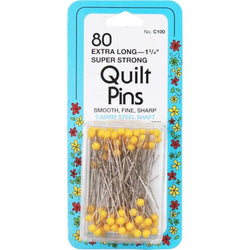 Collins 80 Extra Long (1-3-4") Super Strong Quilt Pins Yellow Ball Head