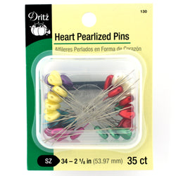 Dritz Multi Colored Heart Pearlized Pins Size 34 - 2-1/8" Long #130 35CT.