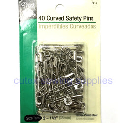 Dritz 40 Curved Safety Pins Size 2 (1-1-2") Nickel Plated Steel