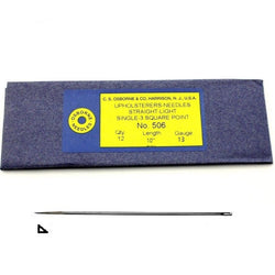 C.S. Osborne Pack Of 12 Straight 3-Square Point Needles #506, Size 10", 13 Gauge