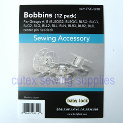 12 Pack Genuine BabyLock Bobbins ESG-BOB With Plastic Bobbin Storage Case
