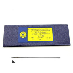 C.S. Osborne Pack Of 12 Straight 3-Square Point Needles #506, Size 16", 12 Gauge