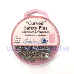 Hemline 60 Curved Safety Pins Size 2 (1-1-2") In Handy Box